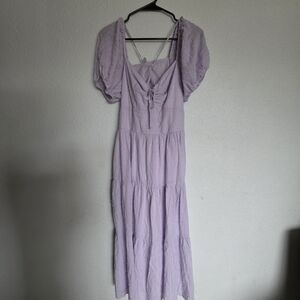 Kingston Lavender Puff-Sleeve Maxi Dress